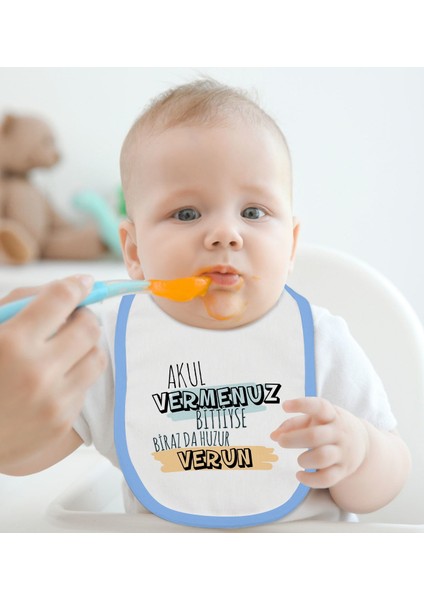Kids Akul Vermenuz Bittiyse Tasarımlı Mavi Bebek Mama Önlüğü-1 fiyatları