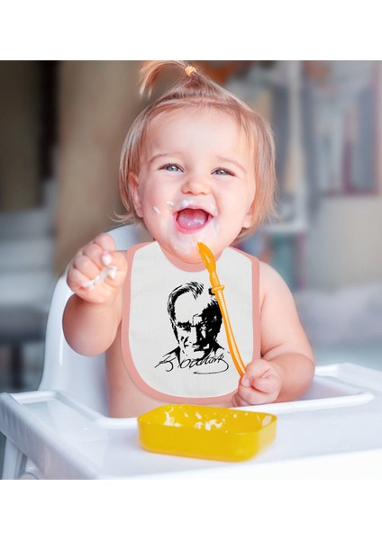 Kids Atatürk Temalı Pembe Bebek Mama Önlüğü-13 fiyatları
