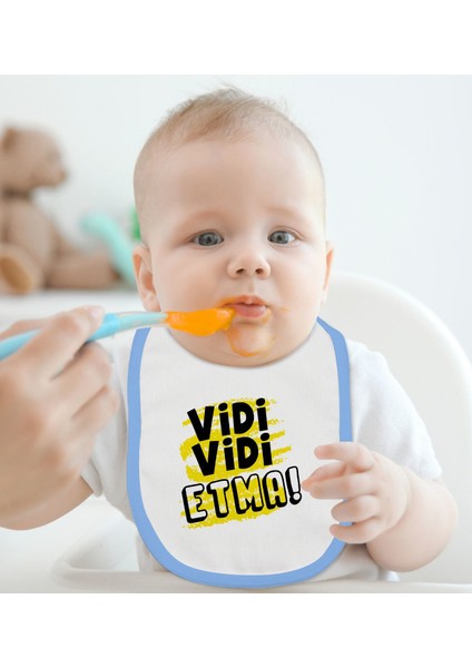 Kids Vidi Vidi Etma Tasarımlı Mavi Bebek Mama Önlüğü-1 fiyatları