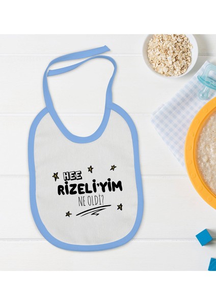 Kids Rizeliyim Ne Oldi Tasarımlı Mavi Bebek Mama Önlüğü-1