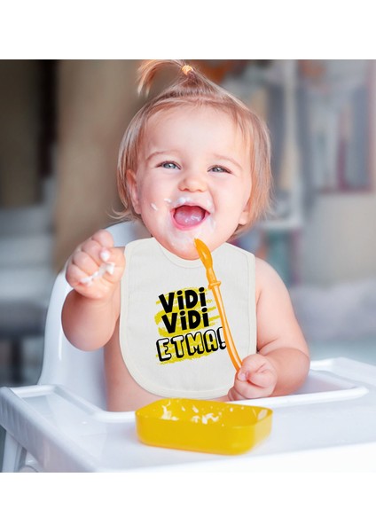 Kids Vidi Vidi Etma Tasarımlı Beyaz Bebek Mama Önlüğü-1 fiyatları