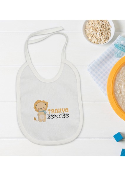 Kids Trakya Kızanı Tasarımlı Beyaz Bebek Mama Önlüğü-2