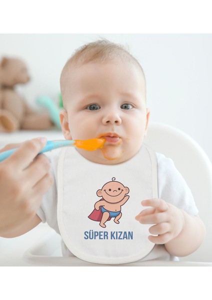 Kids Süper Kızan Tasarımlı Beyaz Bebek Mama Önlüğü-1 fiyatları