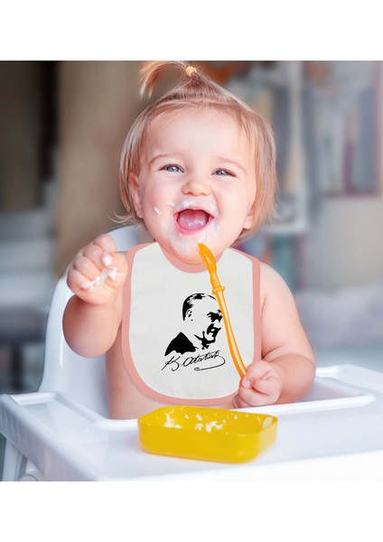 Kids Atatürk Temalı Pembe Bebek Mama Önlüğü-26 fiyatları