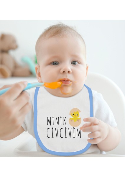 Kids Minik Civcivim Tasarımlı Mavi Bebek Mama Önlüğü-1 fiyatları