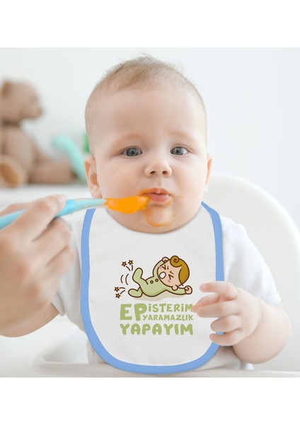 Kids Ep Isterim Tasarımlı Mavi Bebek Mama Önlüğü-2 fiyatları