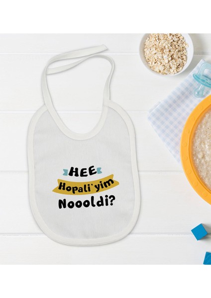 Kids Hopaliyim Tasarımlı Beyaz Bebek Mama Önlüğü-1