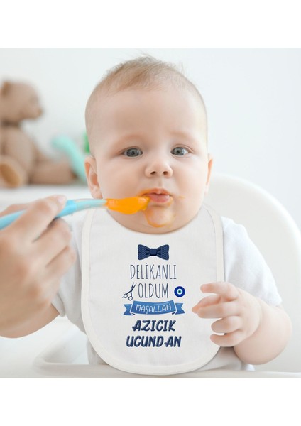 Kids Sünnet Tasarımlı Beyaz Bebek Mama Önlüğü-5