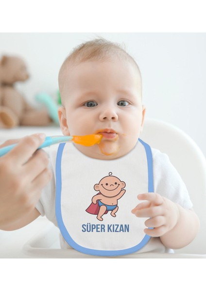 Kids Süper Kızan Tasarımlı Mavi Bebek Mama Önlüğü-1 fiyatları
