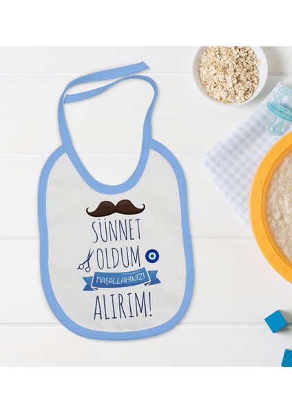 Kids Sünnet Tasarımlı Mavi Bebek Mama Önlüğü-6