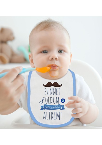 Kids Sünnet Tasarımlı Mavi Bebek Mama Önlüğü-6 fiyatları