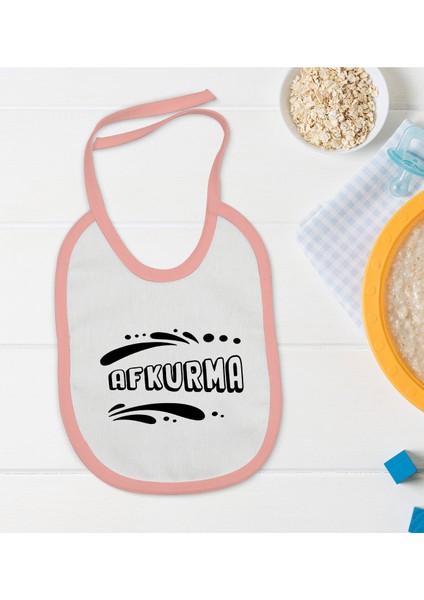 Kids Afkurma Tasarımlı Pembe Bebek Mama Önlüğü-1