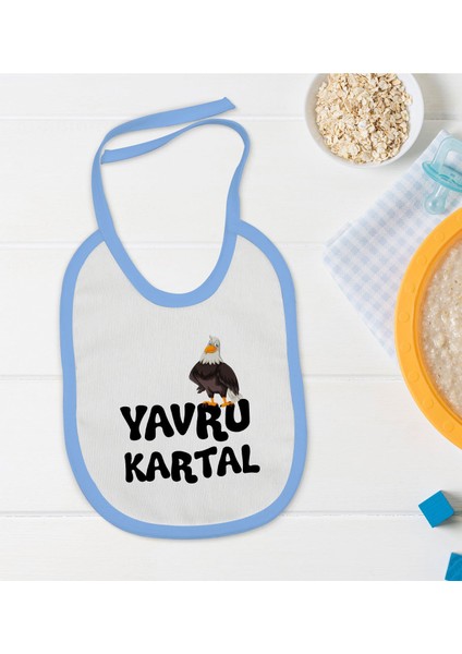 Kids Yavru Kartal Tasarımlı Mavi Bebek Mama Önlüğü-1