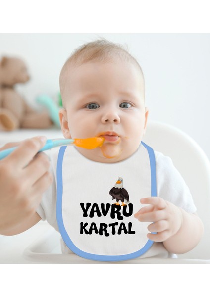 Kids Yavru Kartal Tasarımlı Mavi Bebek Mama Önlüğü-1