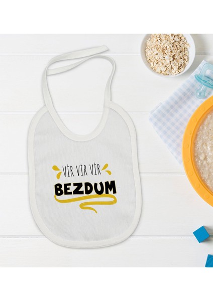 Kids Bezdum Tasarımlı Beyaz Bebek Mama Önlüğü-5