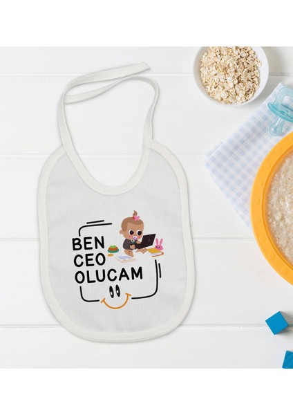 Kids Ceo Olucam Tasarımlı Beyaz Bebek Mama Önlüğü-2