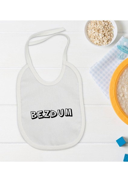 Kids Bezdum Tasarımlı Beyaz Bebek Mama Önlüğü-2