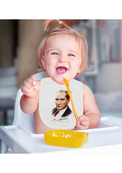 Kids Atatürk Temalı Beyaz Bebek Mama Önlüğü-12 fiyatları