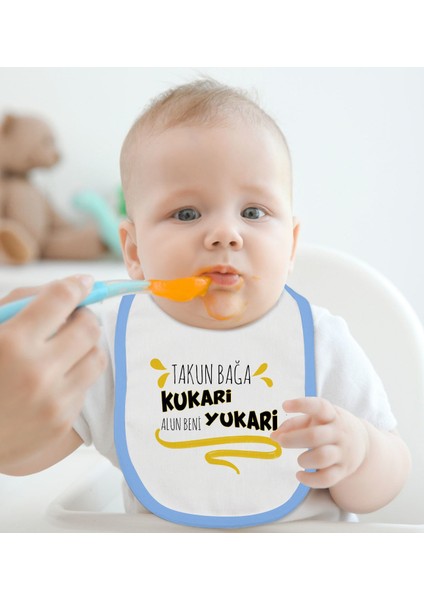 Kids Takun Bağa Kukari Tasarımlı Mavi Bebek Mama Önlüğü-1 fiyatları