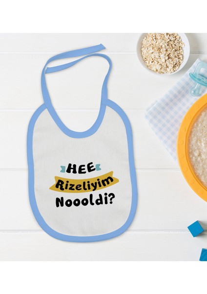 Kids Rizeliyim Tasarımlı Mavi Bebek Mama Önlüğü-2
