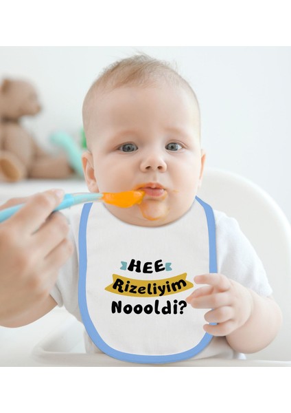 Kids Rizeliyim Tasarımlı Mavi Bebek Mama Önlüğü-2 fiyatları