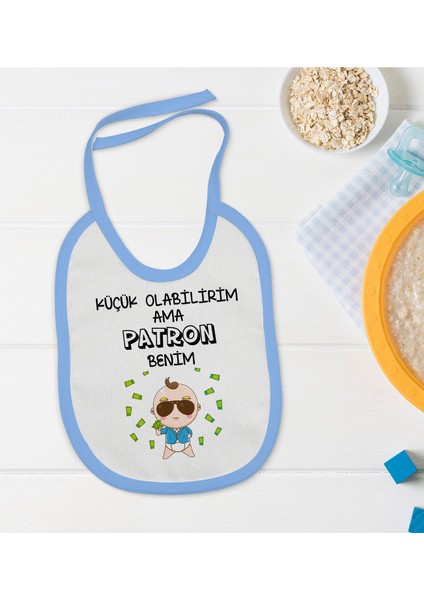 Kids Patron Benim Tasarımlı Mavi Bebek Mama Önlüğü-1