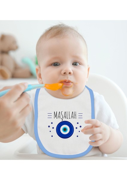 Kids Maşallah Tasarımlı Mavi Bebek Mama Önlüğü-1 fiyatları