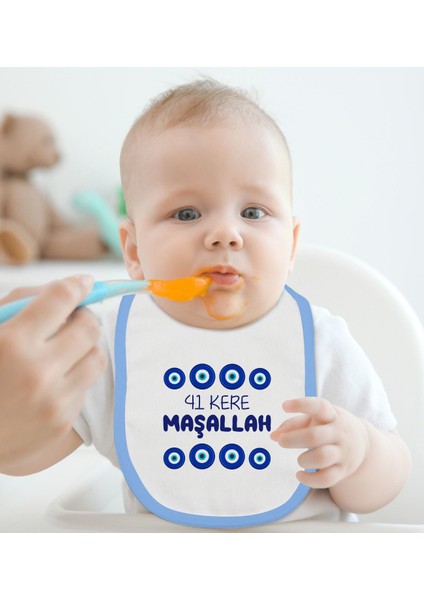 Kids Maşallah Tasarımlı Mavi Bebek Mama Önlüğü-2 fiyatları