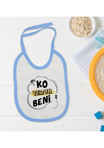 Kids Ko Verun Beni Tasarımlı Mavi Bebek Mama Önlüğü-1