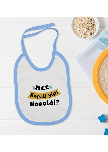 Kids Hopaliyim Tasarımlı Mavi Bebek Mama Önlüğü-1