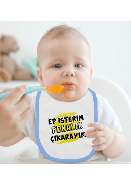 Kids Ep Isterim Tasarımlı Mavi Bebek Mama Önlüğü-6 fiyatları