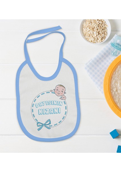 Kids Dayısının Kızanı Tasarımlı Mavi Bebek Mama Önlüğü-1