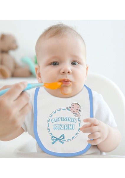 Kids Dayısının Kızanı Tasarımlı Mavi Bebek Mama Önlüğü-1 fiyatları