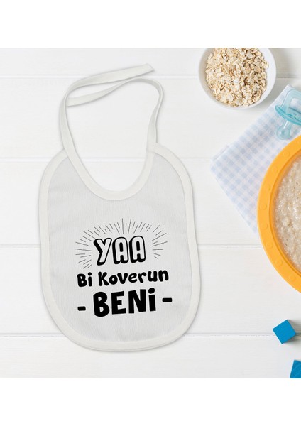 Kids Koverun Beni Tasarımlı Beyaz Bebek Mama Önlüğü-1