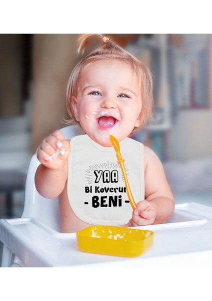 Kids Koverun Beni Tasarımlı Beyaz Bebek Mama Önlüğü-1 fiyatları
