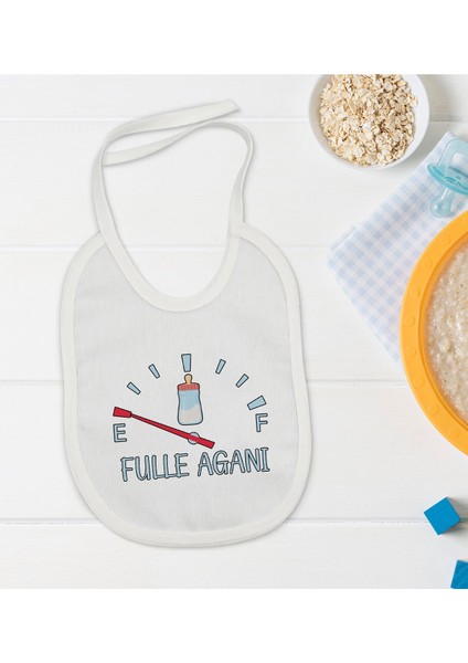 Kids Fulle Aganı Tasarımlı Beyaz Bebek Mama Önlüğü-1