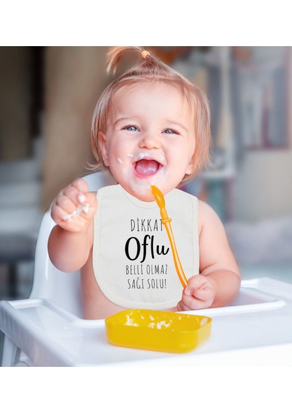 Kids Dikkat Oflu Tasarımlı Beyaz Bebek Mama Önlüğü-1 fiyatları