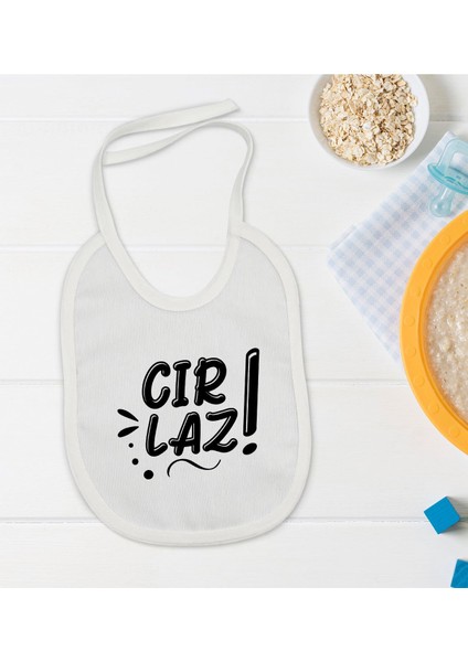 Kids Cırlaz Tasarımlı Beyaz Bebek Mama Önlüğü-1