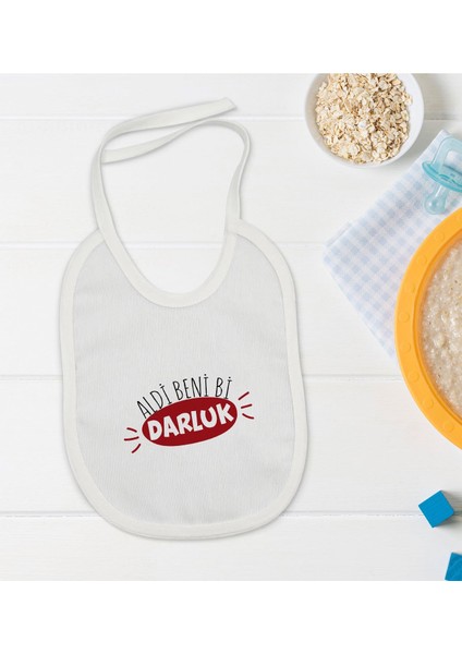 Kids Darluk Tasarımlı Beyaz Bebek Mama Önlüğü-1