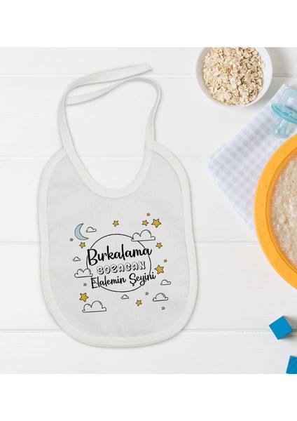Kids Bırkalama Tasarımlı Beyaz Bebek Mama Önlüğü-1