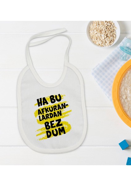 Kids Bezdum Tasarımlı Beyaz Bebek Mama Önlüğü-4