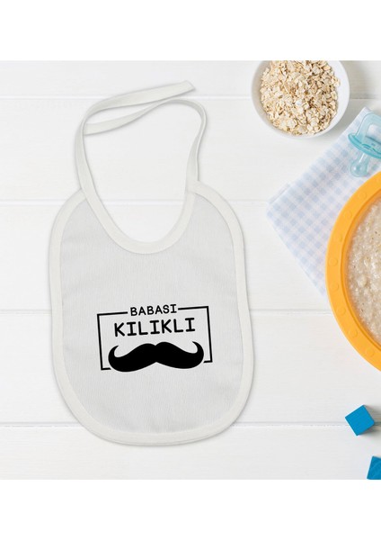 Kids Babası Kılıklı Tasarımlı Beyaz Bebek Mama Önlüğü-1
