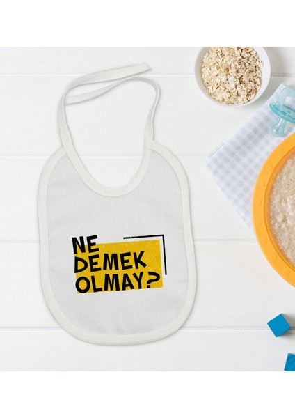 Kids Ne Demek Olmay Tasarımlı Beyaz Bebek Mama Önlüğü-1