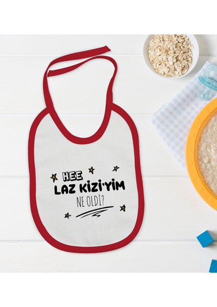 Kids Laz Kızıyım Tasarımlı Kırmızı Bebek Mama Önlüğü-1