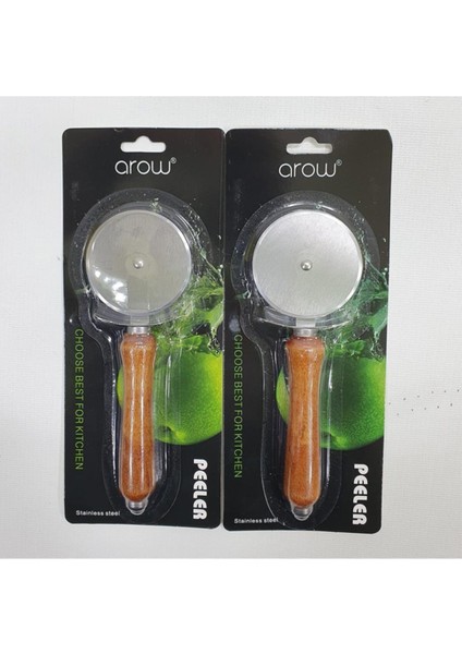 2 Adet Ahşap Saplı Hamur Ruleti Pizza Kesim