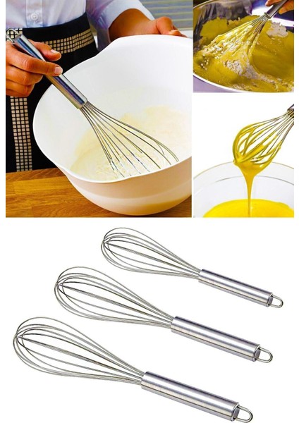 Paslanmaz 3'lü Çırpma Teli Seti 35+25+21 cm