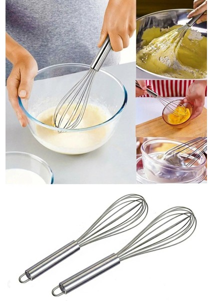 Paslanmaz 2li *21+25 cm Çırpıcı Kek Çırpıcı
