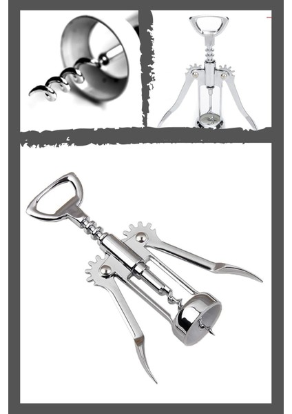 Tirbuşon Paslanmaz Çelik Gazoz Konserve Mantar Kapak Sirke Açacağı