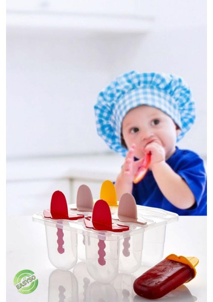 Çubuklu Dondurma Yapma Kalıp Kap Kase Easyso 6'lı Dondurma Kalıbı