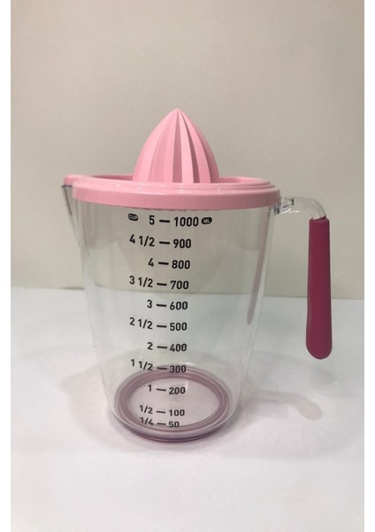 Pembe Narenciye Sıkacağı Ölçülü Şeffaf Portakal Limon Sıkacağı 1000 ml